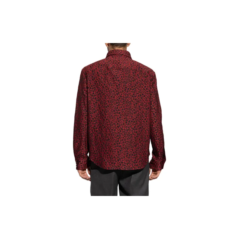 VERSACE Leopard Embroidered Button Up Shirt-3