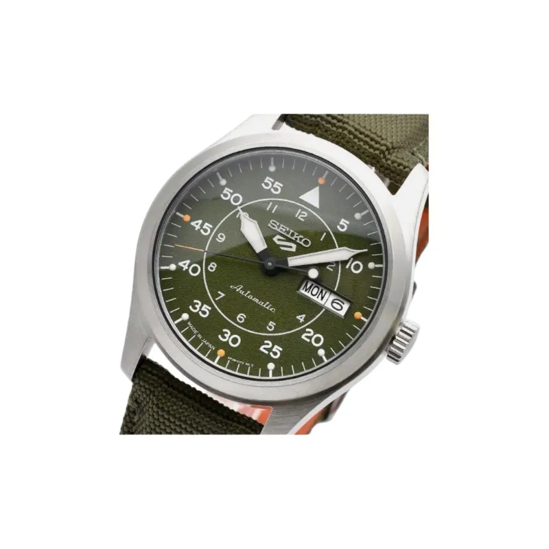 SEIKO Automatic Mechanical Movement Fabric Strap Watch Men's Watches Green Dial-4