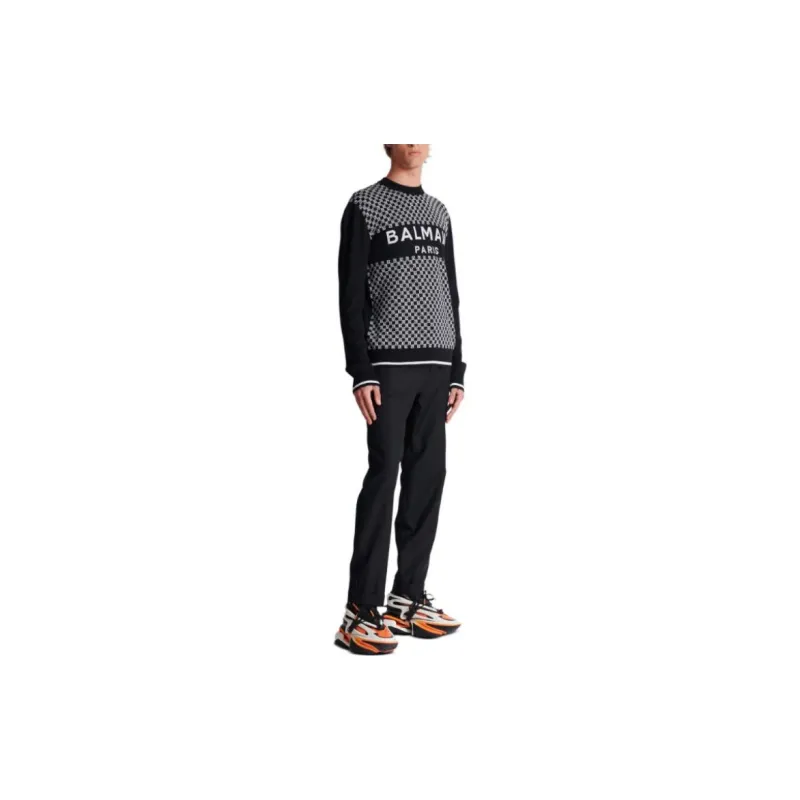 BALMAIN FW23 Mini Monogram Jumper Sweater Men's Black-2
