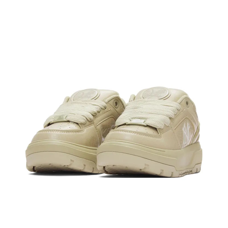 MLB Chunky Liner Anti Slip Wear Resistant Low Top Skateboard Shoes Unisex Beige Yellow-2