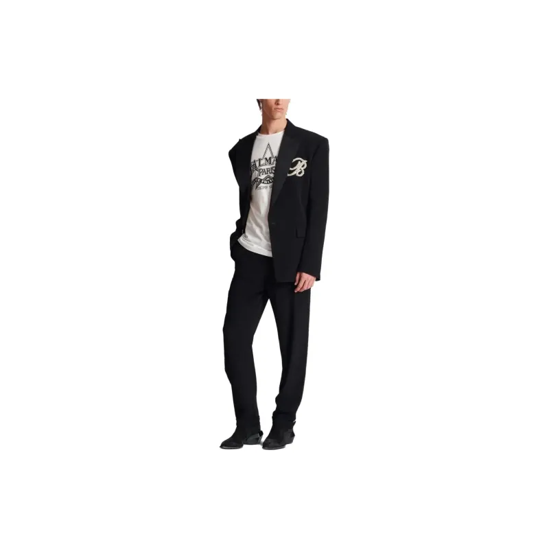 BALMAIN Logo Embellished Sleeved Blazer-1