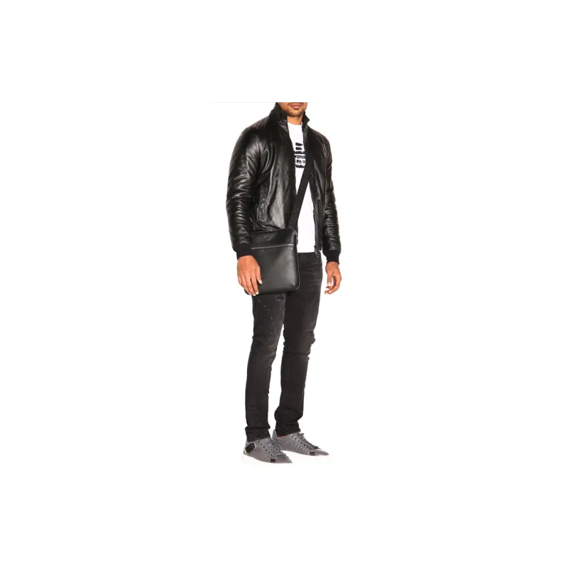 EMPORIO ARMANI FW21 Leather Jacket Men's Black-3