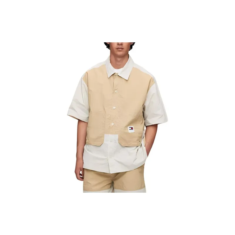 Tommy Hilfiger TJM SKATE FIT COLORBLOCK SHACK Shirt Men's Beige-4