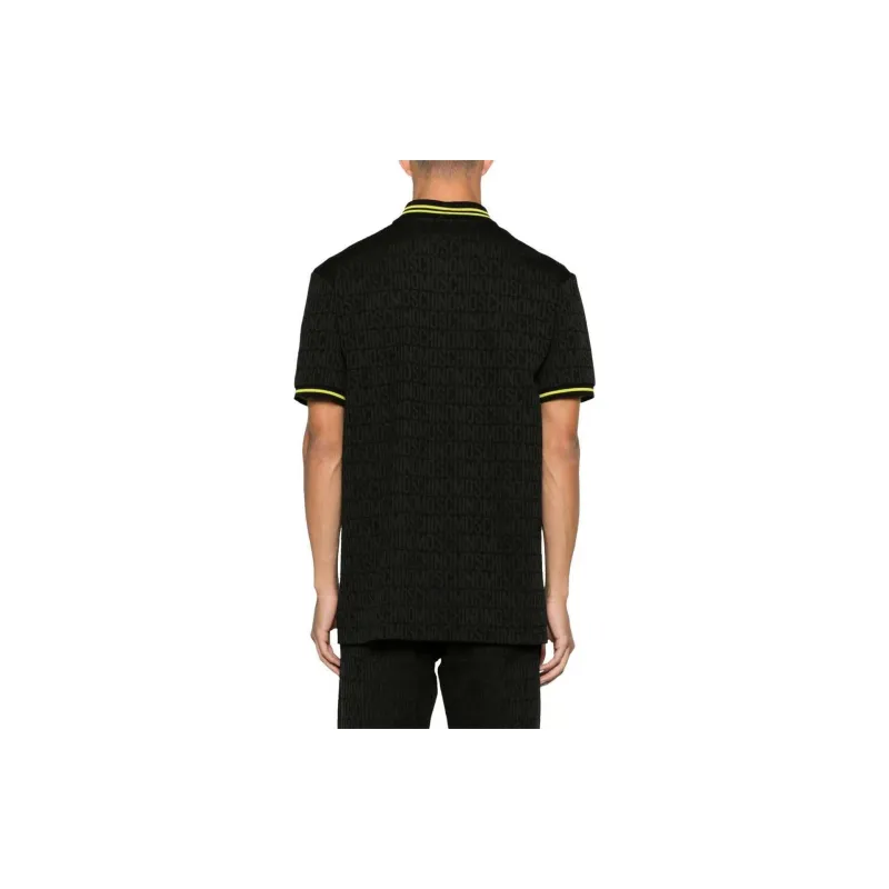 MOSCHINO Jacquard Logo Motif Striped Polo Shirt-1