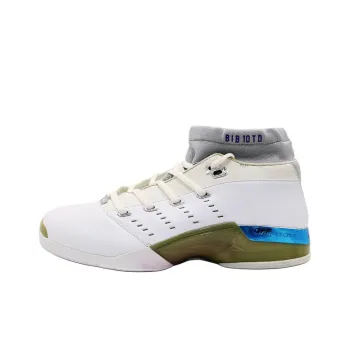 Jordan Air Jordan 17 Anti-Slip Wear-Resistant Mid-Top Vintage Basketball Shoes Unisex White