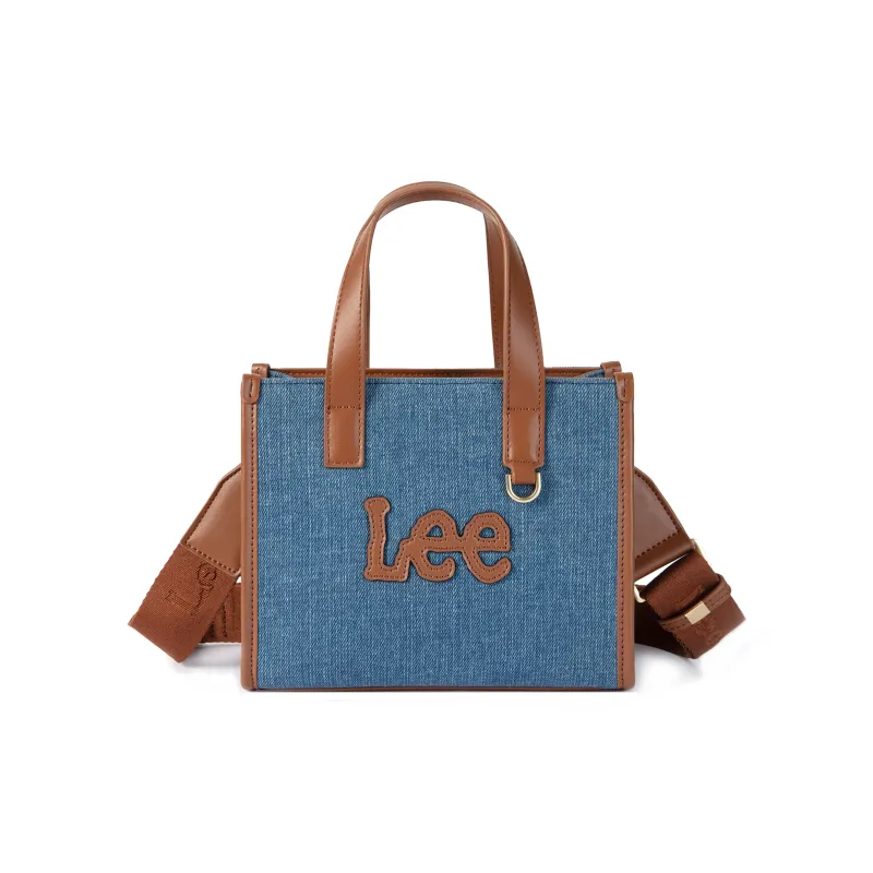 Lee Fabric Artificial Leather Tote Crossbody Bag Shoulder Bag Handbag Women's Denim Blue-2