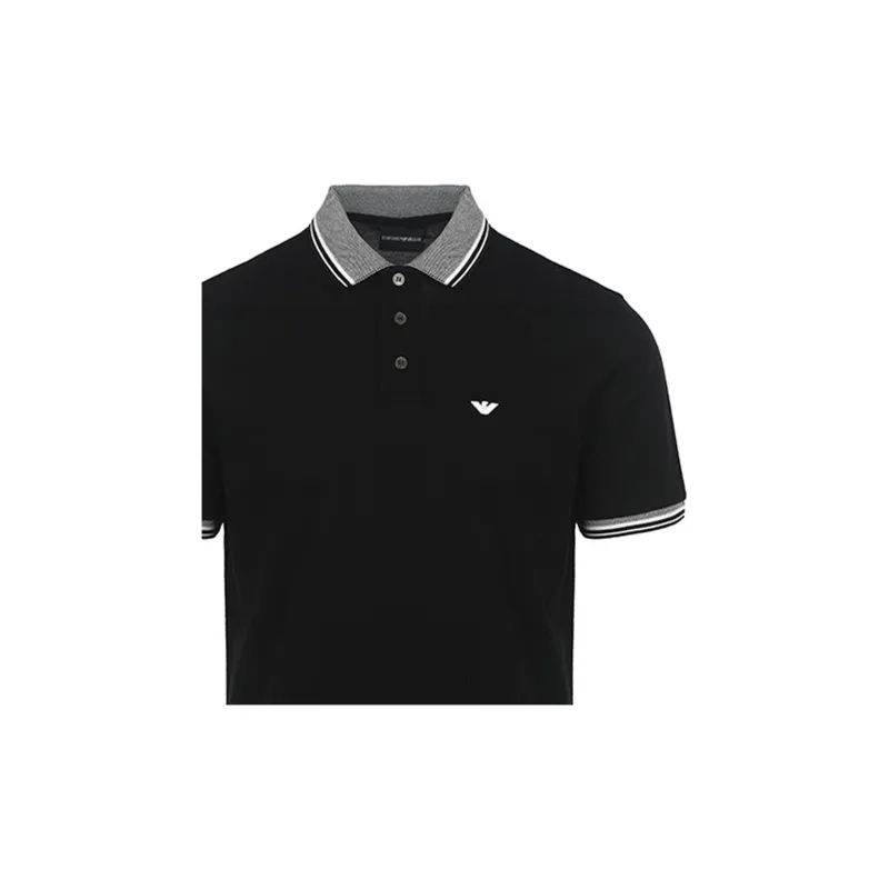 EMPORIO ARMANI Logo Embroidered Short Sleeved Polo Shirt-5