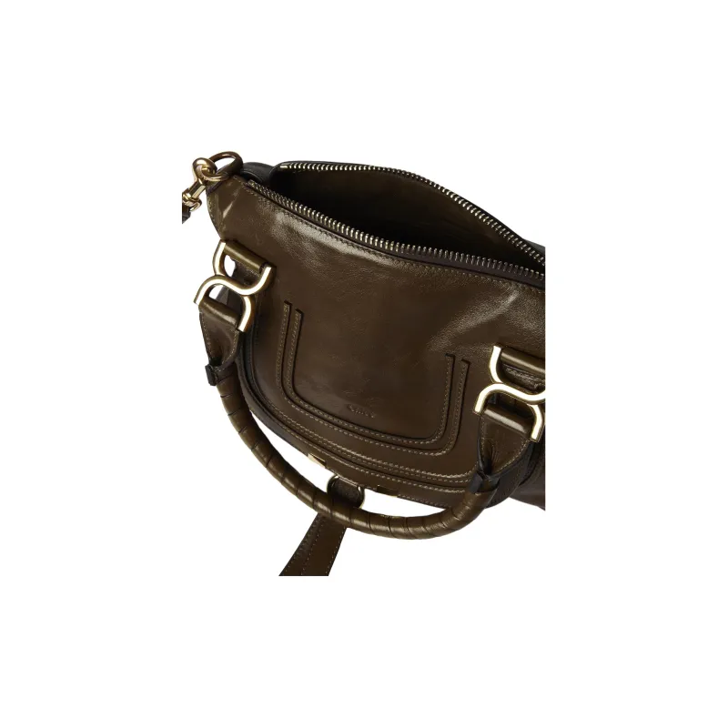 Chloe Marcie Calfskin Shoulder Bag Crossbody Bag Handbag Small Size Women's Dark Khaki-3