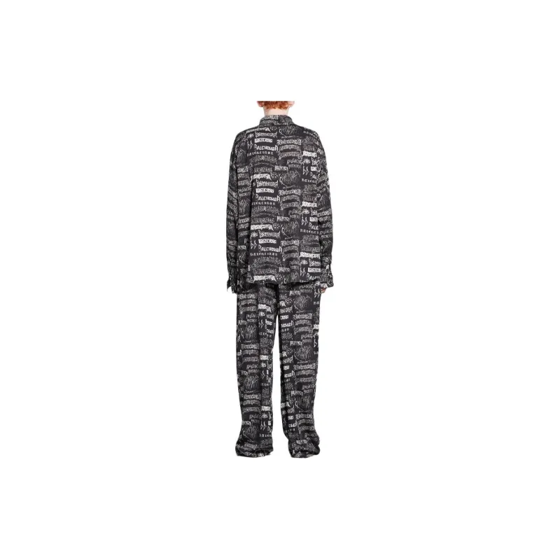 Balenciaga All-Over Logo Long-Sleeve Shirt-3