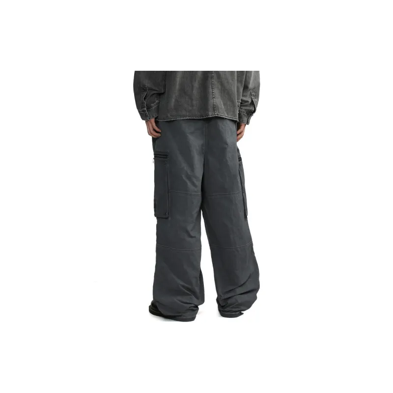 Izzue Logo embroidery Crinkled Cargo Trousers-3