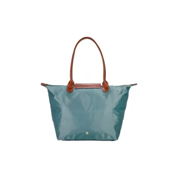 LONGCHAMP Recycled Polyamide Canvas Tote Shopping Bag One Shoulder Handbag Large Size Women's Green