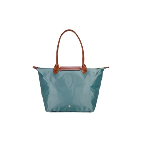 LONGCHAMP Recycled Polyamide Canvas Tote Shopping Bag One Shoulder Handbag Large Size Women's Green