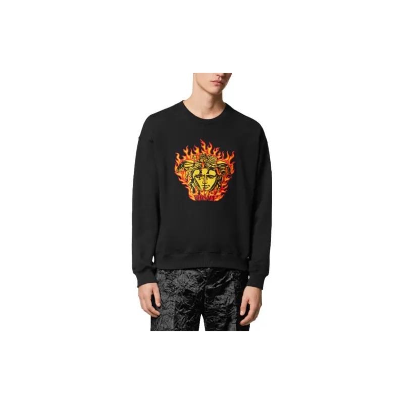 VERSACE Medusa Flame Embroidered Crewneck Sweatshirt-1