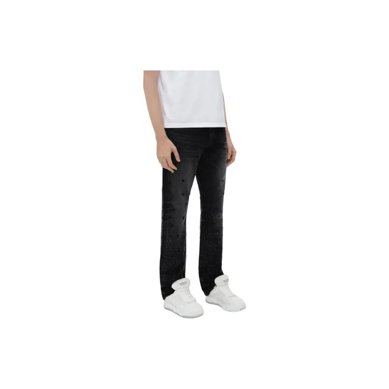 AMIRI Floral Crystal Straight Jean Jeans Men's Black-1