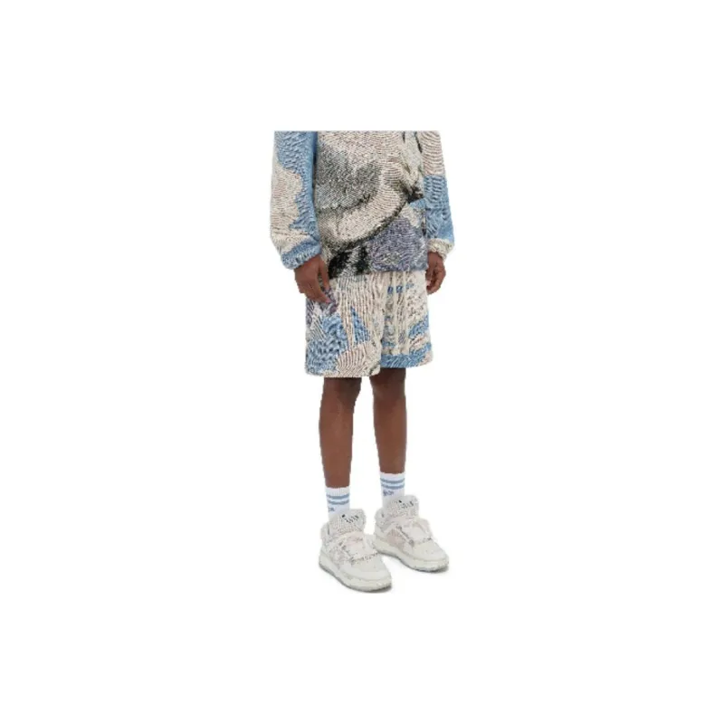AMIRI Casual Shorts Men Blue With White Lettering-2