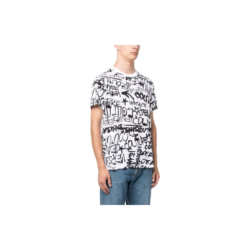 VERSACE Graffiti print Cotton T shirt-4