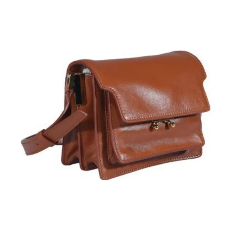 MARNI Trunk Calfskin Trunk Bag Shoulder Bag Crossbody Bag Women's Brown-3