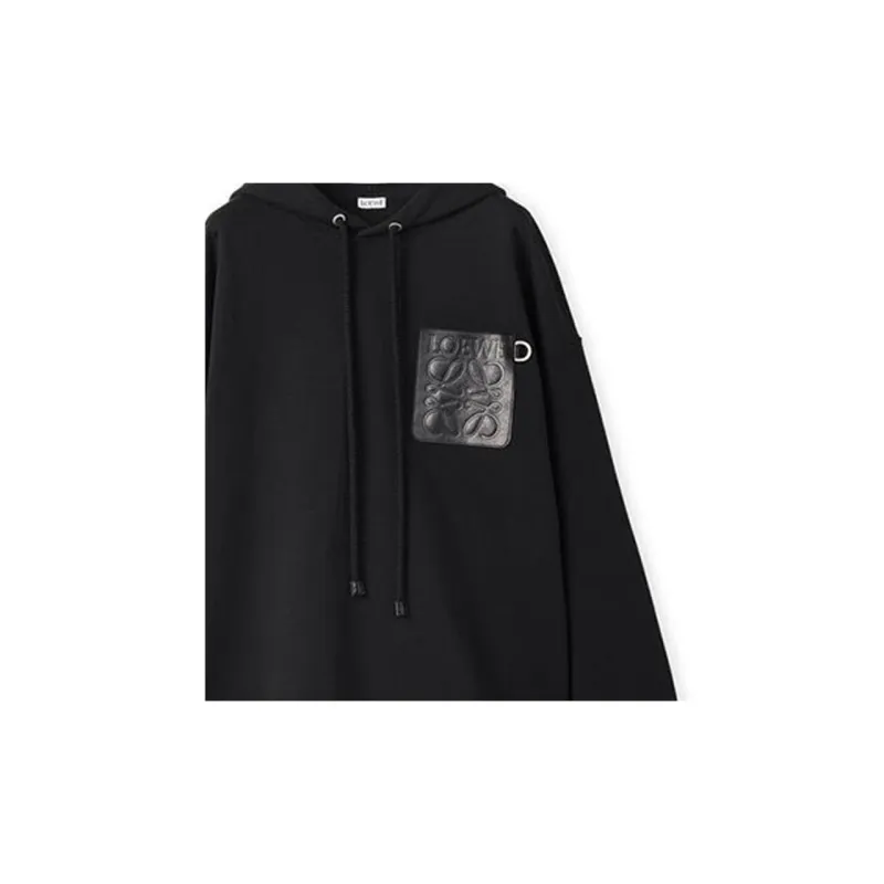 LOEWE Anagram Leather Patch Hoodie-4