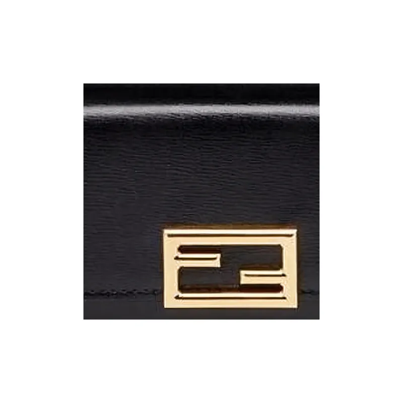 FENDI Baguette Nappa Leather Baguette Bag Wallet Money Clip Card Holder Card Bag Women's Black-4