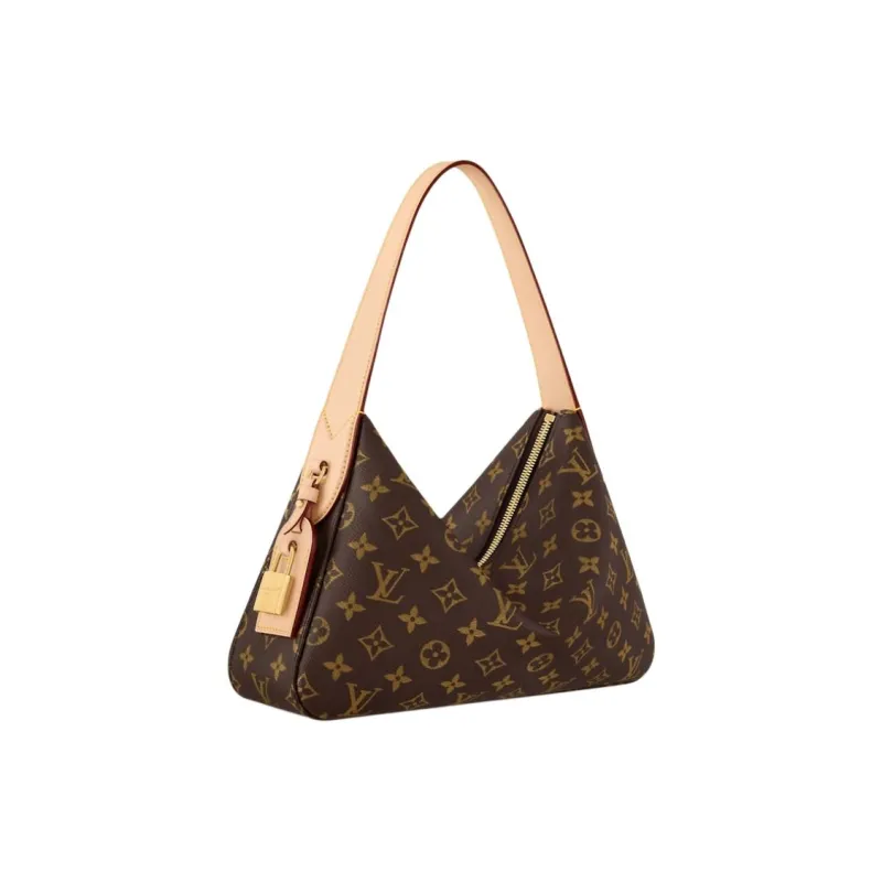 LOUIS VUITTON Slouchy PM Canvas Small Shoulder Bag Women's Brown-1