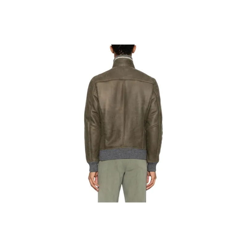 BARBA Leather Jacket Men's Moss Green-2