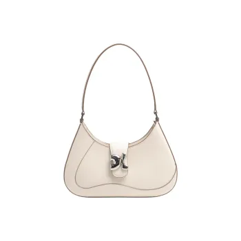DILAKS Cow Leather Handbag, Shoulder Bag Women's Milkshake White/Chocolate/Black