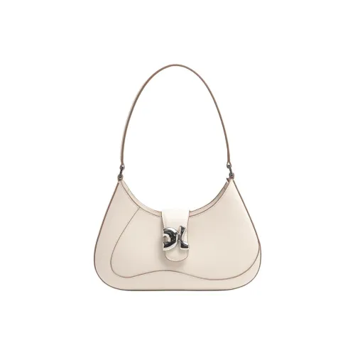 DILAKS Cow Leather Handbag, Shoulder Bag Women's Milkshake White/Chocolate/Black