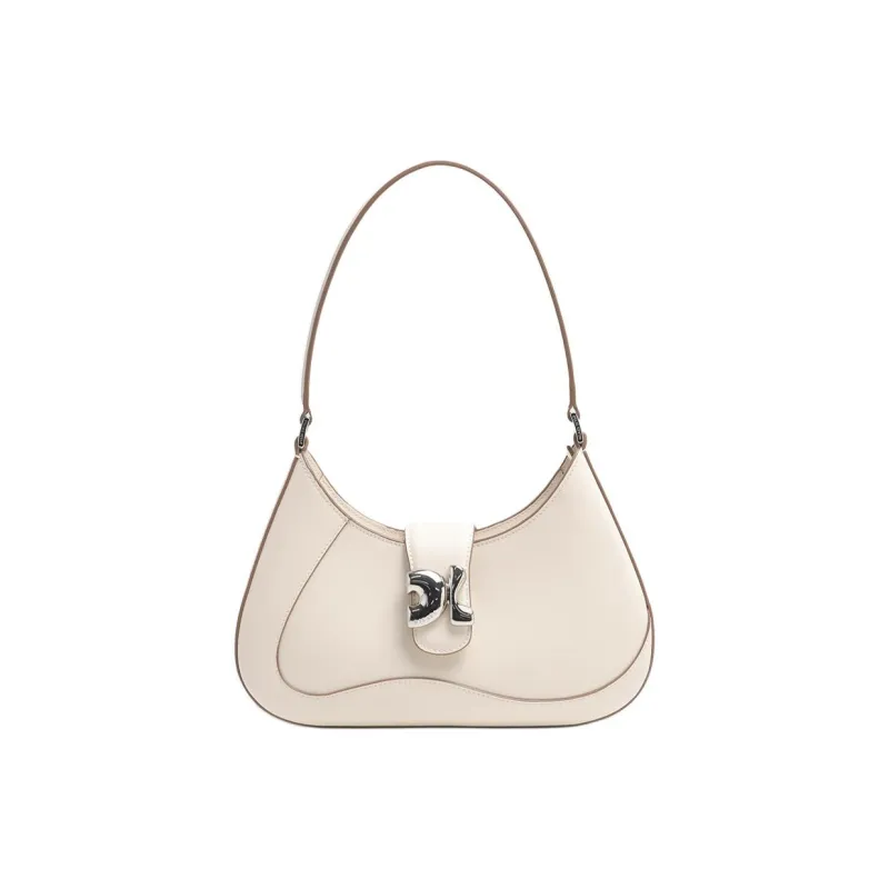 DILAKS Cow Leather Handbag, Shoulder Bag Women's Milkshake White/Chocolate/Black-5