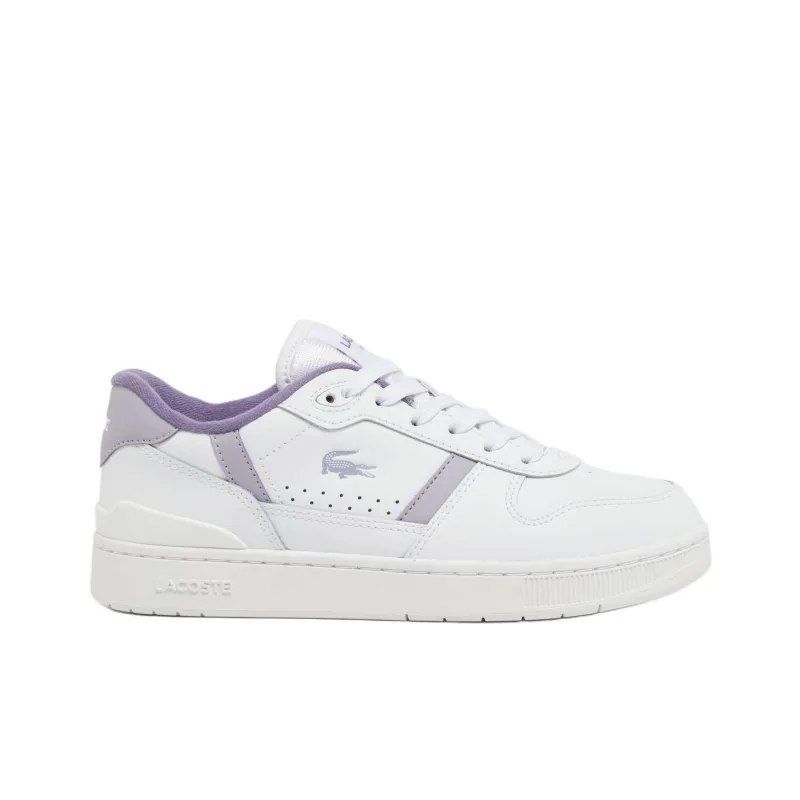 LACOSTE Abrasion Resistant Slip Resistant Low Top Skateboard Shoes Women's White Purple-1