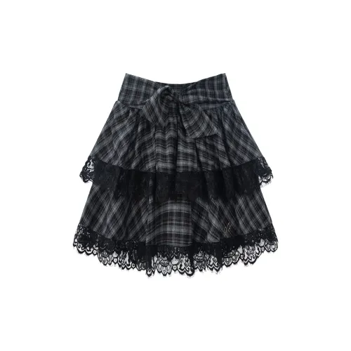 UNIFREE Casual Short Skirts Women's Black/White Plaid Fabric