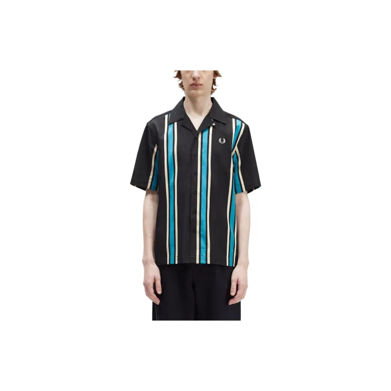 FRED PERRY Striped Revere Collar Shirt Shirt Men's Black-2
