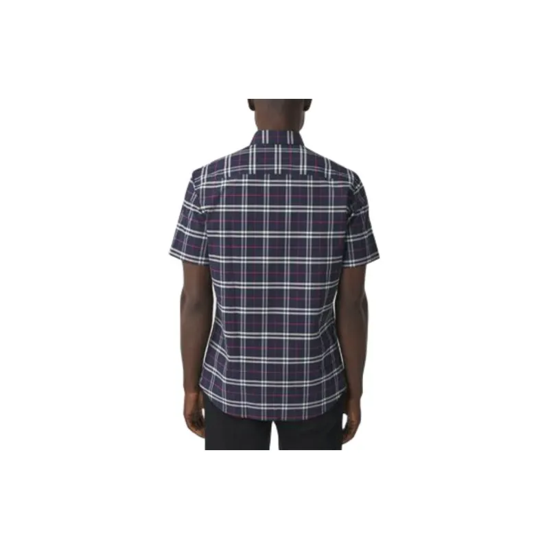 Burberry Check S/S Shirt Navy-5