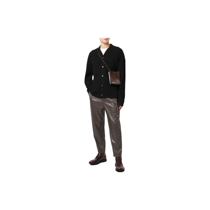 NANUSHKA Camp Collar Ribbed Cardigan-1