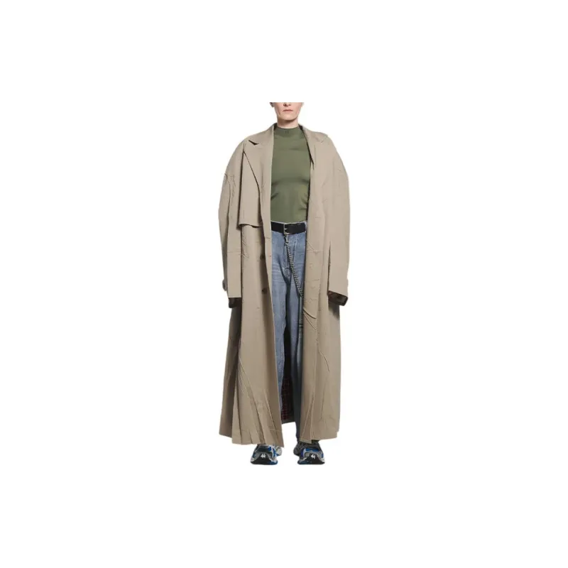 Balenciaga Trench Coat Loose Fit Style Men's Beige-2