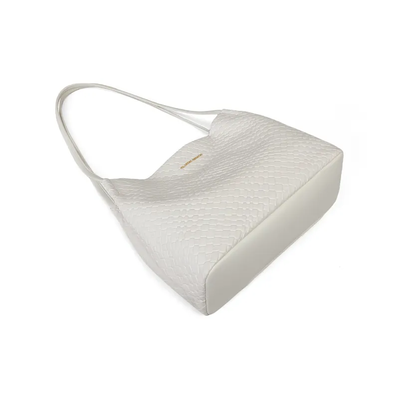 COMELY Synthetic Leather Tote Handbag, Shoulder Bag Regular Medium Size Women's White-3