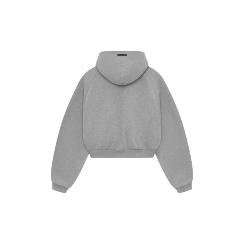 Fear Of God Essentials Fleece Cropped Hoodie 'Dark Heather'-1