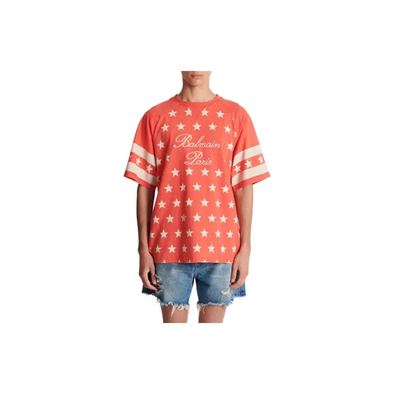BALMAIN Signature Stars Print T Shirt-4