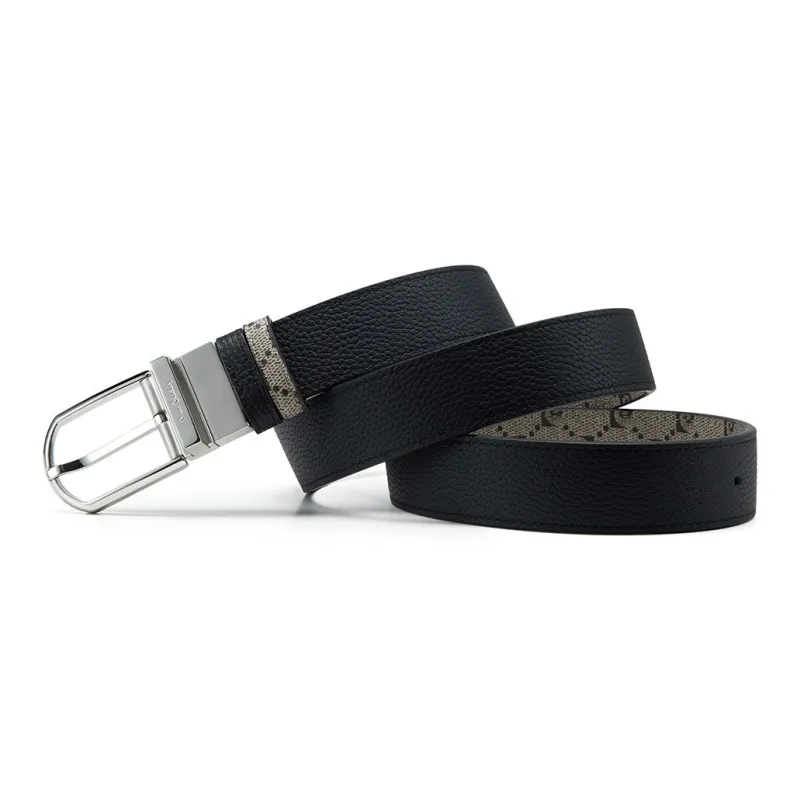 PIERRE CARDIN Pvc Belt For Men Versatile Pant Waist Belt Men's Black 3.1cm-2