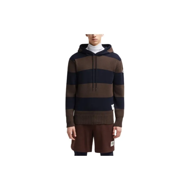 Moncler Striped Drawstring Knitted Hoodie-3