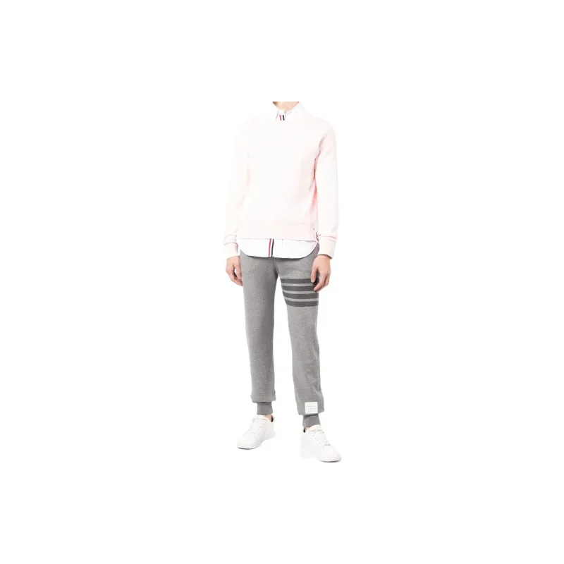 THOM BROWNE Striped Cotton Track Pants-1