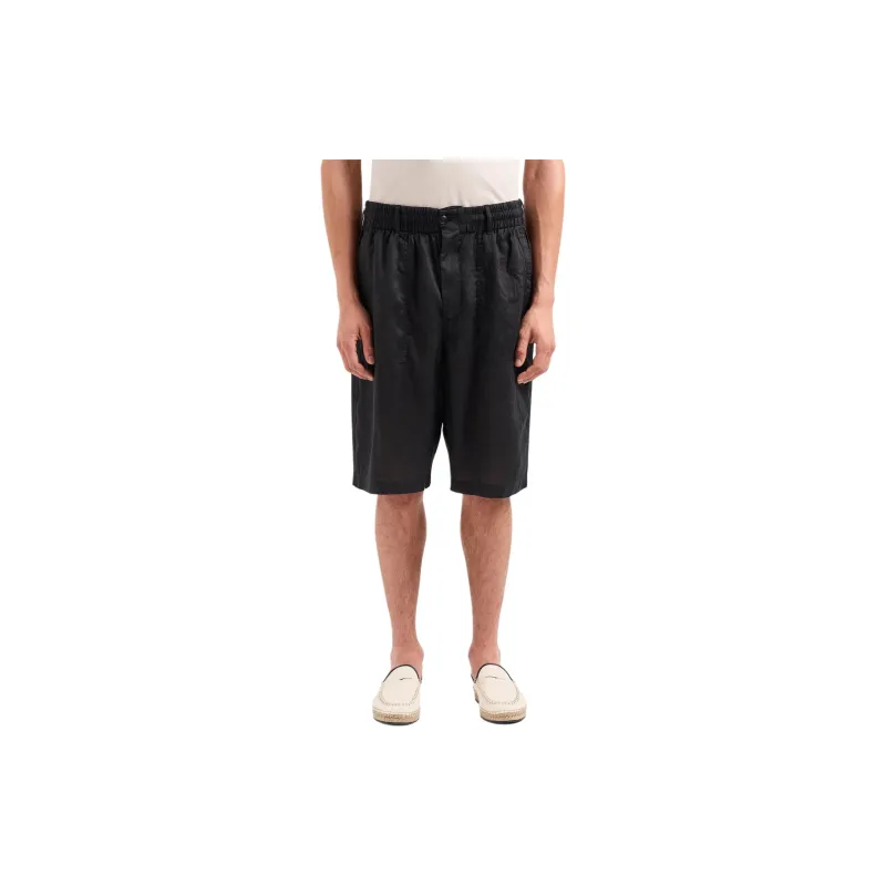 GIORGIO ARMANI Elasticated Linen Bermuda Shorts-1