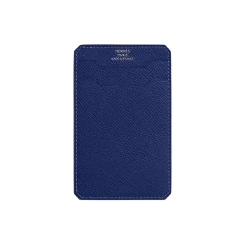 HERMES City Epsom Calfskin Card Holder Men's 73 Bleu Saphir Sapphire Blue