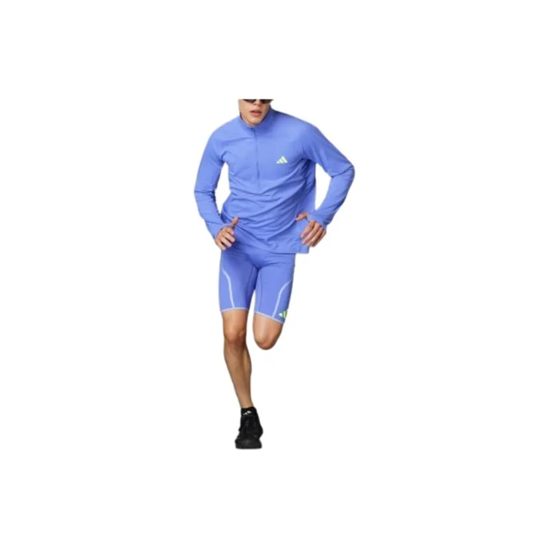Adidas AdizeroAEROREADY Running Quarter Zip Long Sleeve Long Sleeve Top T Shirt Men Cobalt Blue-3