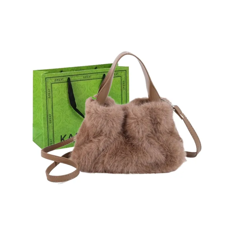 KARUISHA Plush Handbag Crossbody Bag Regular Women's Dark Khaki/Black/Pink/Purple/White-22