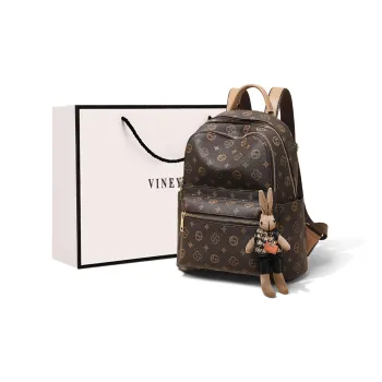 VINEY Synthetic Leather Backpack Regular Women's Coffee