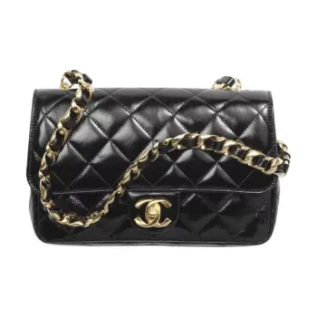 CHANEL Bright Sheepskin Crossbody Bag, Shoulder Bag Mini Women's Dark Gray