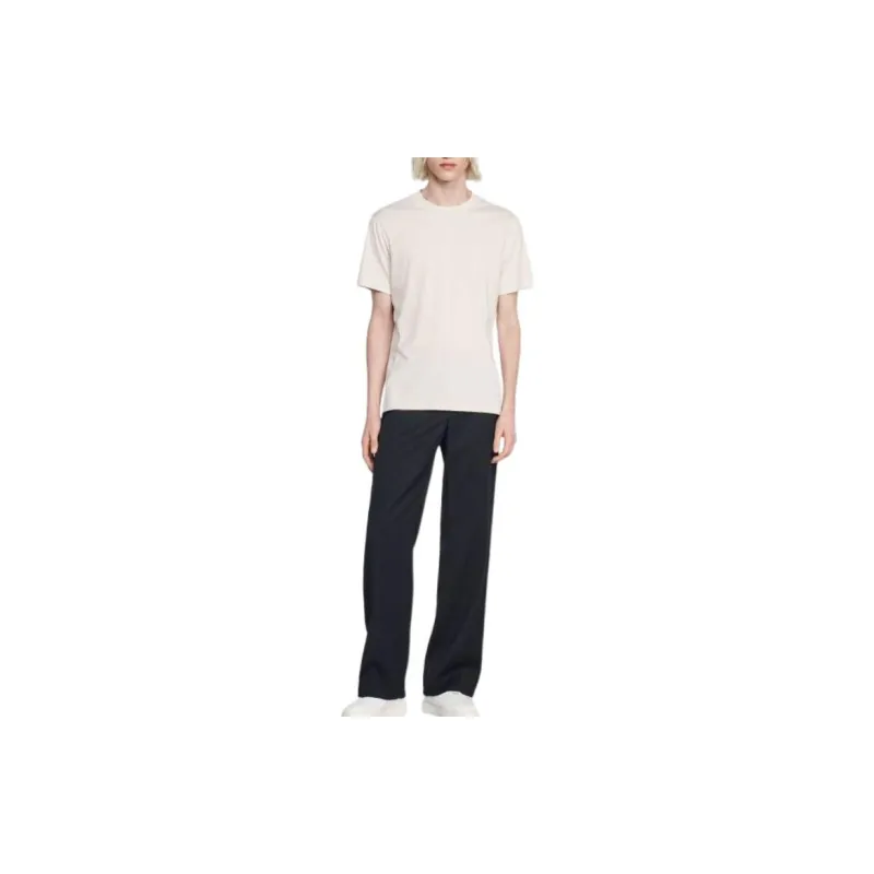 Sandro Gri Organik Pamuklu T-Shirt T-Shirt Men's Beige-3