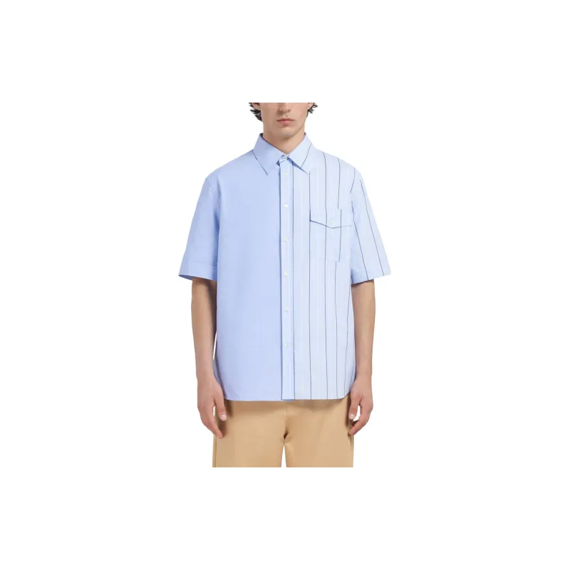 MARNI Colour block Striped Cotton Shirt-1