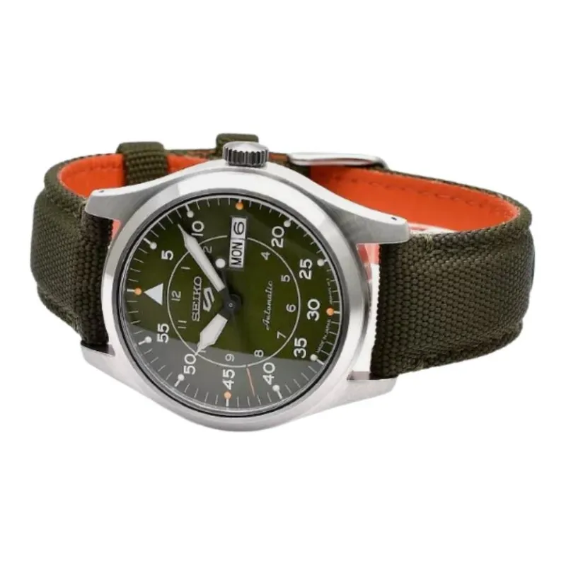 SEIKO Automatic Mechanical Movement Fabric Strap Watch Men's Watches Green Dial-3