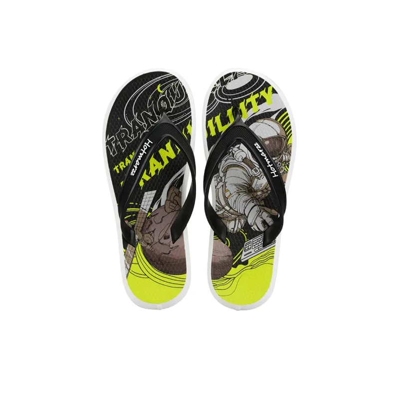 HOTMARZZ Abrasion-Resistant Slip-Resistant Flip Flops Men's Black Green-2
